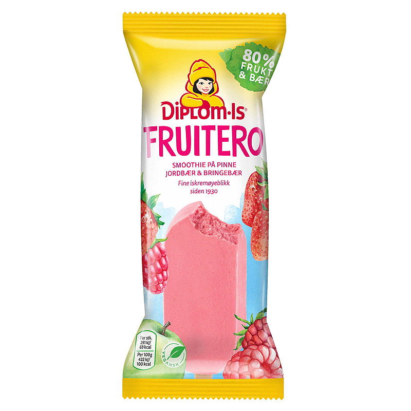 Diplomglass Fruitero 80% hallon och jordgubb