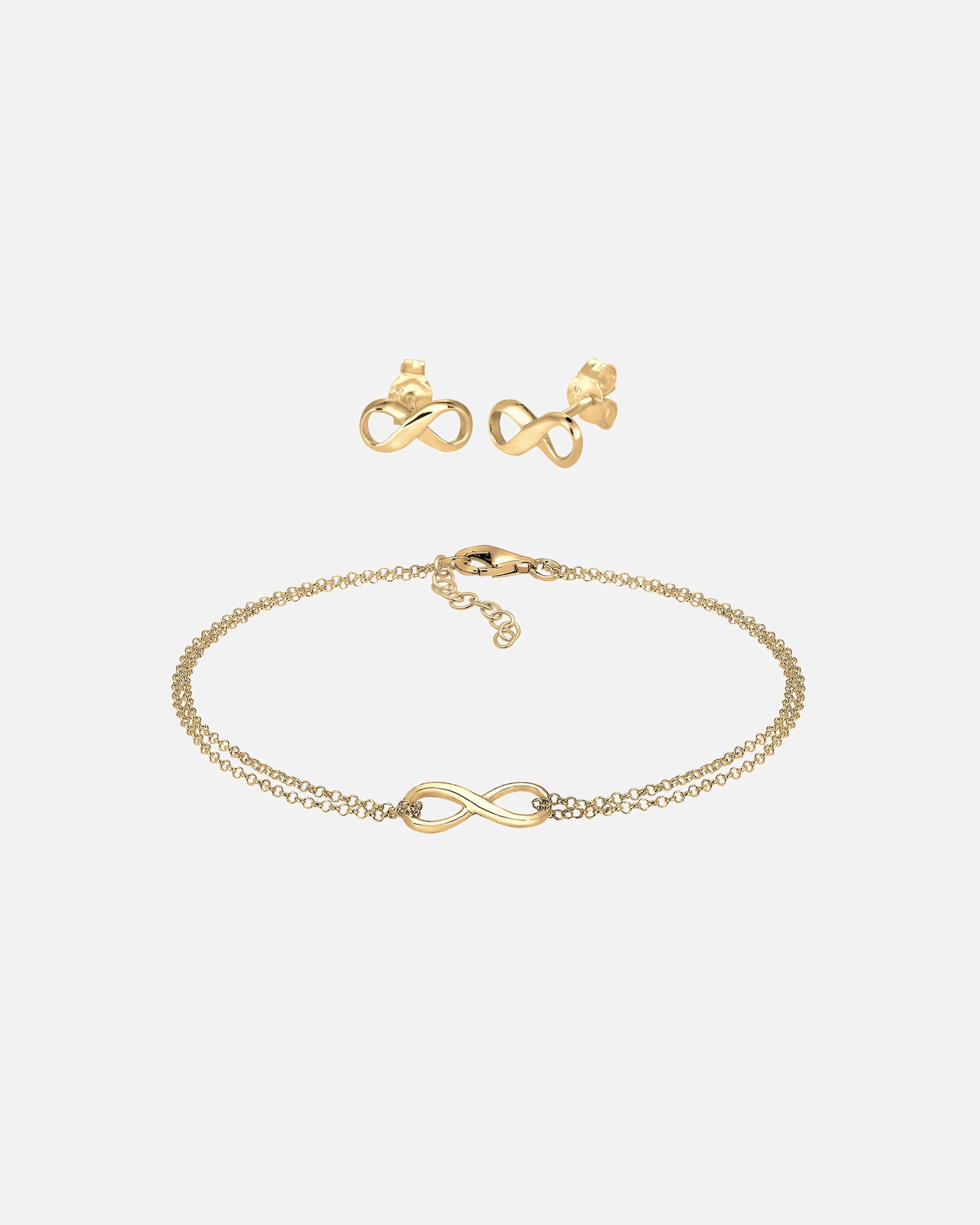 Elli Femmes symbole de l'infini clous d'oreilles bande set réglable en argent sterling 925
