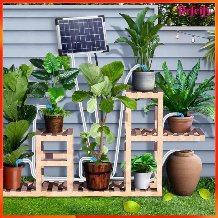 Kit d'arrosage goutte à goutte - AKOZON - Kit solaire - Tête haut débit - 30 modes minuterie - Énergie solaire