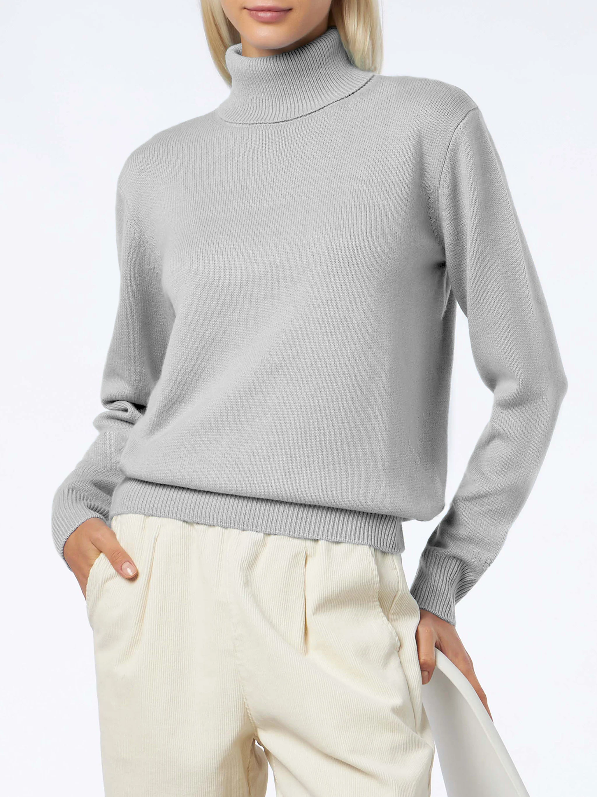 Moody Gray Mélange Pure Cashmere Turtleneck Damestrui