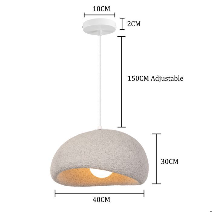 SNOGOLD 2x Suspension Vintage Lustre Industriel, Abat-jour en Résine de Dôme Gris Ø40cm, E27 Luminaire Éclairage pour Couloir Salon