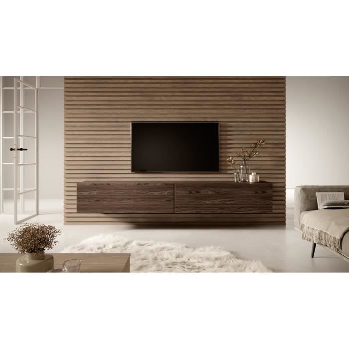 Mobile porta TV - SELSEY - BISIRA - Noce Wisconsin - 200 x 31,6 x 30 cm - 2 ripiani