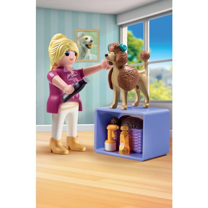 Playmobil pack centre animaux Centre de soin canin (71743) + Toiletteuse avec caniche (71747)