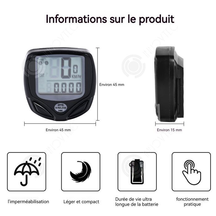 INN LCD Speedometer Electronic Display Magnetic Detection Analog Sensors Snap-on Bracket Design