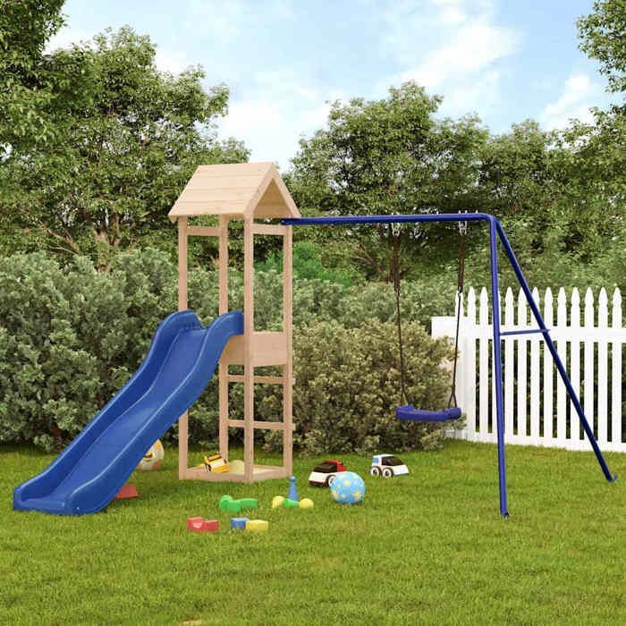 vidaXL Aire de jeux d'extérieur bois de pin massif, ensemble de jeu, ensemble de jeu en bois, ensemble de terrain de jeu 3155855