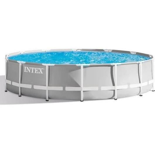 Kit de piscina con estructura prismática tubular redonda (ø)4,27 x (l)1,07 m y calentador solar.