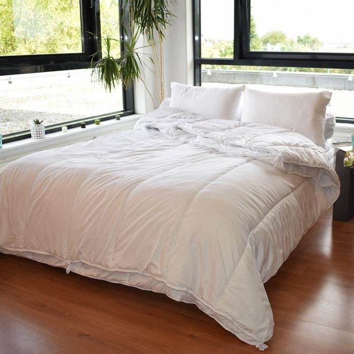 Fyra säsonger påslakan - BLÅ CALIN - 240 x 260 cm - Vit - Tvättbar - Syntet