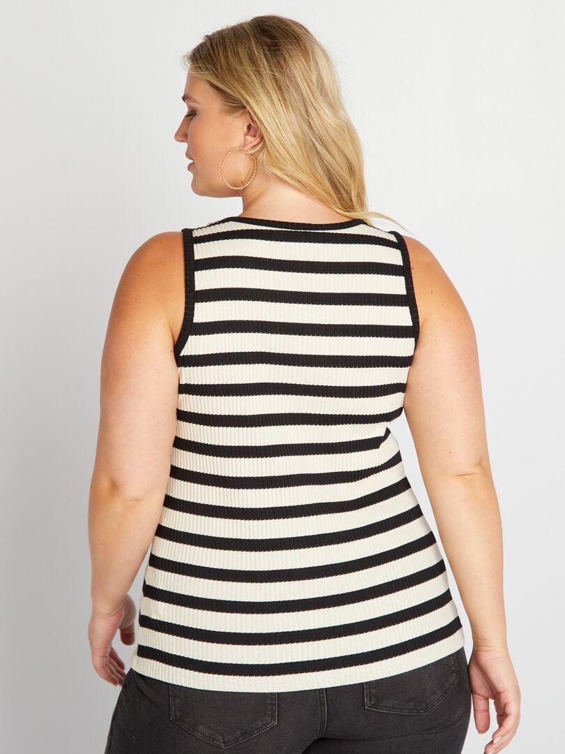 Camiseta sin mangas de punto acanalado estilo marinero - NEGRA