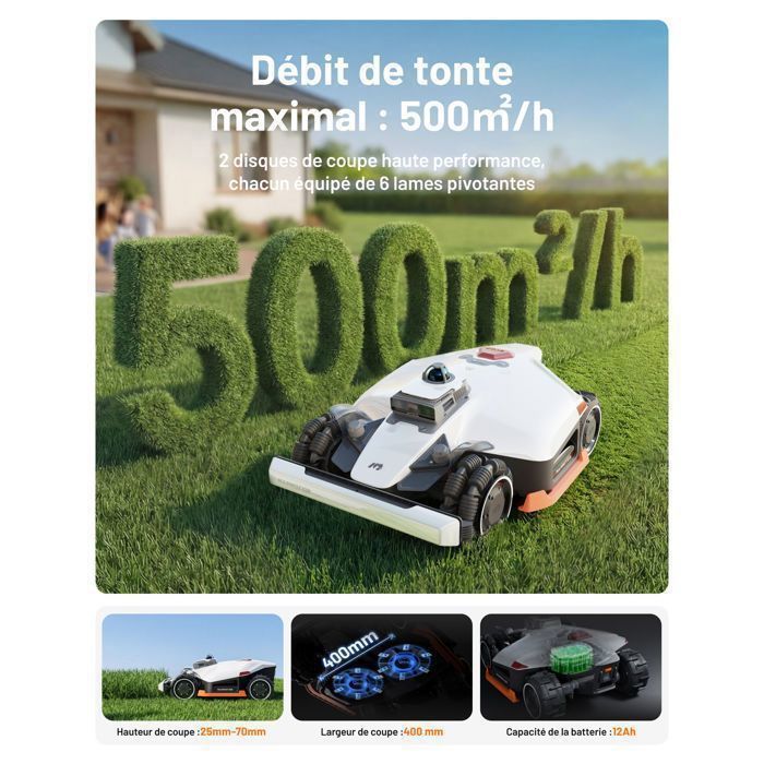 MAMMOTION LUBA 3 AWD 5000 Robotic Lawnmower with perimeter wire, 360° LiDAR + NetRTK + dual camera AI vision, up to 5000m², 80% slope