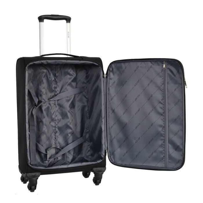 Maleta de cabina Alistair - Colección Breeze - 4 ruedas - Lona suave - Negra