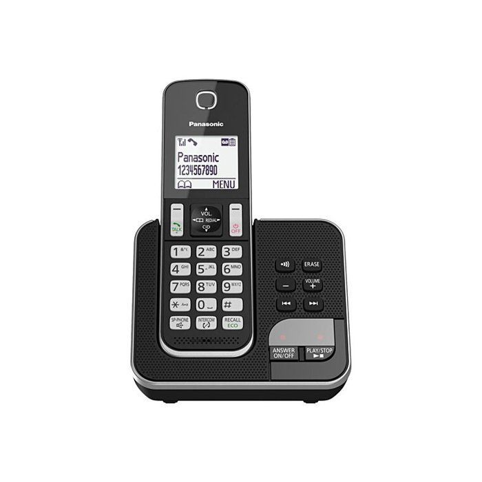 Panasonic KX-TGD320FRB – Schnurloses Telefon mit Anrufbeantworter, LCD-Bildschirm, Anrufsperre und Eco-Modus