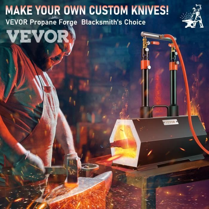 Horno de fusión hexagonal - VEVOR - Forja de gas propano - con 2 quemadores - Herreros y cuchilleros