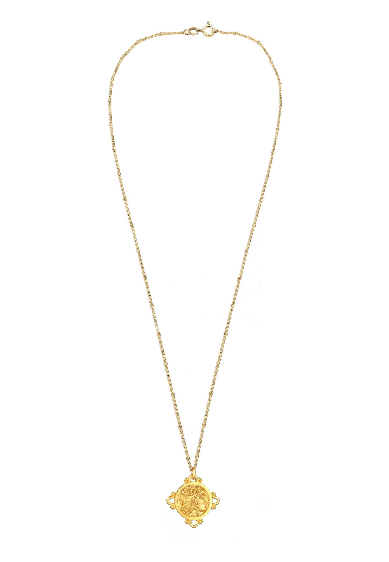 Elli Médaille Pendentif Vintage Antique Collier Femme - (925/1000) Argent Plaqué Or