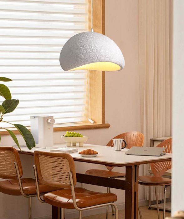 Lámpara colgante industrial moderna iDEGU de 50 cm, araña vintage de cemento, diseño Edison, luz de techo para sala de estar y dormitorio, color blanco.
