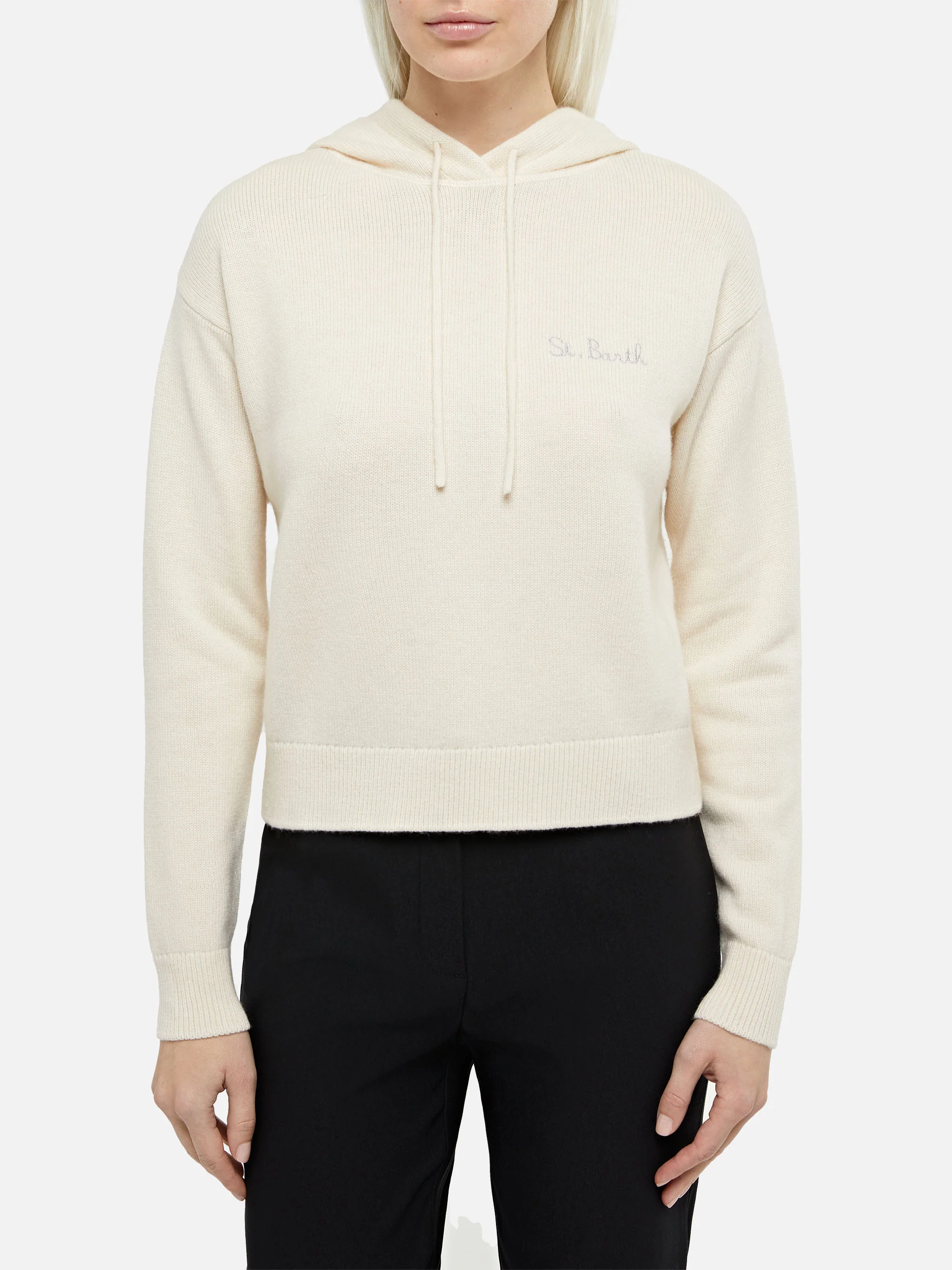 Off-White gebreide hoodie voor dames