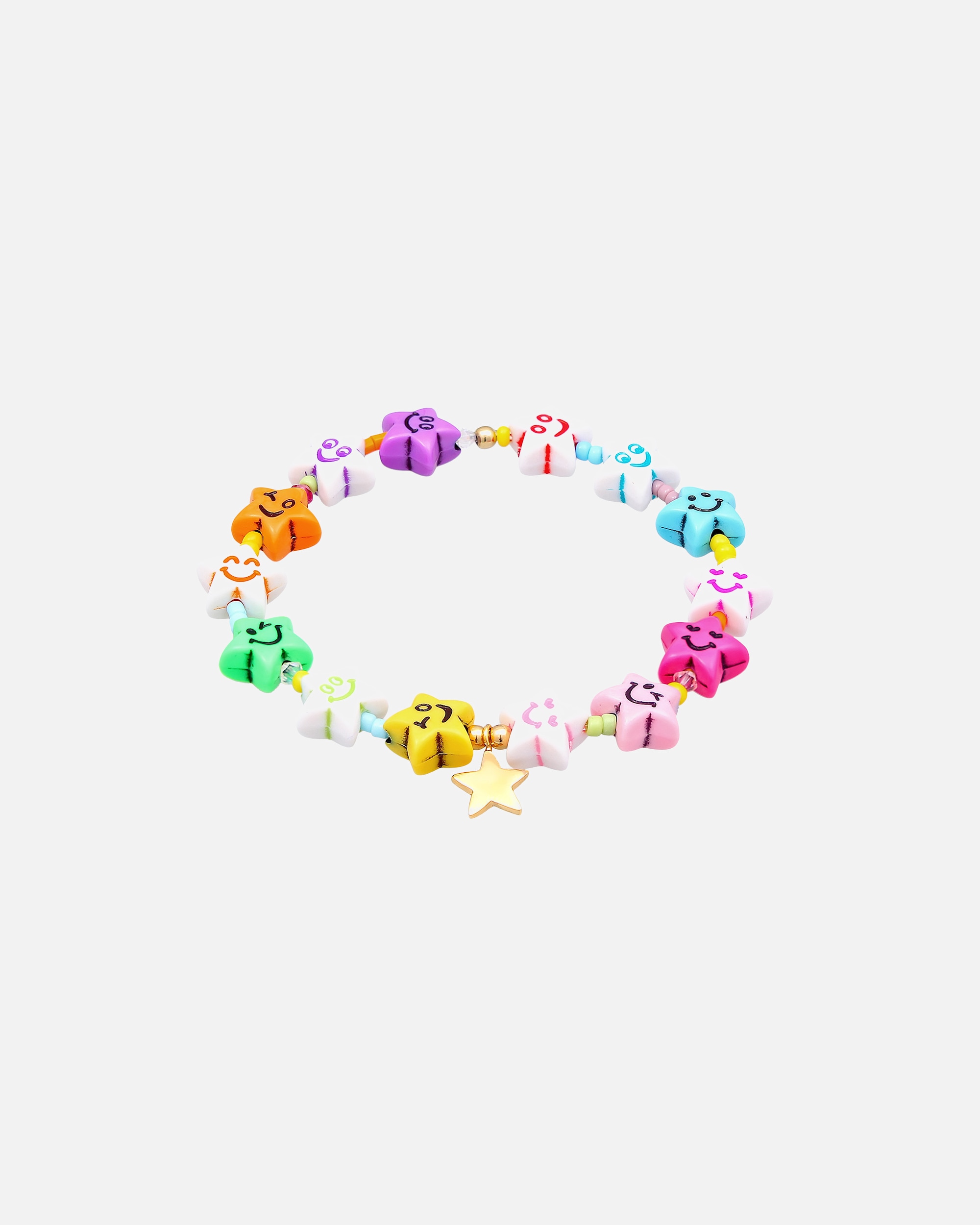 Elli Femmes avec Smiling face Étoile multicolore en nylon avec cristal de verre en argent sterling 925 plaqué or