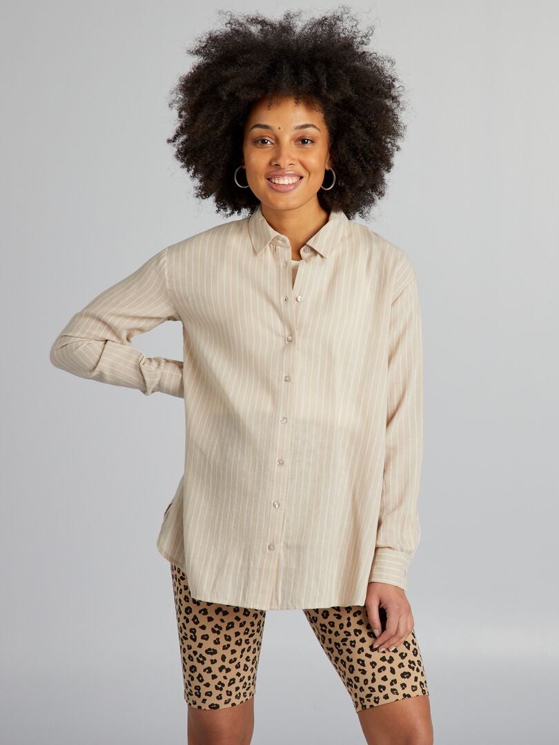 Gestreept zwangerschapsshirt - BEIGE