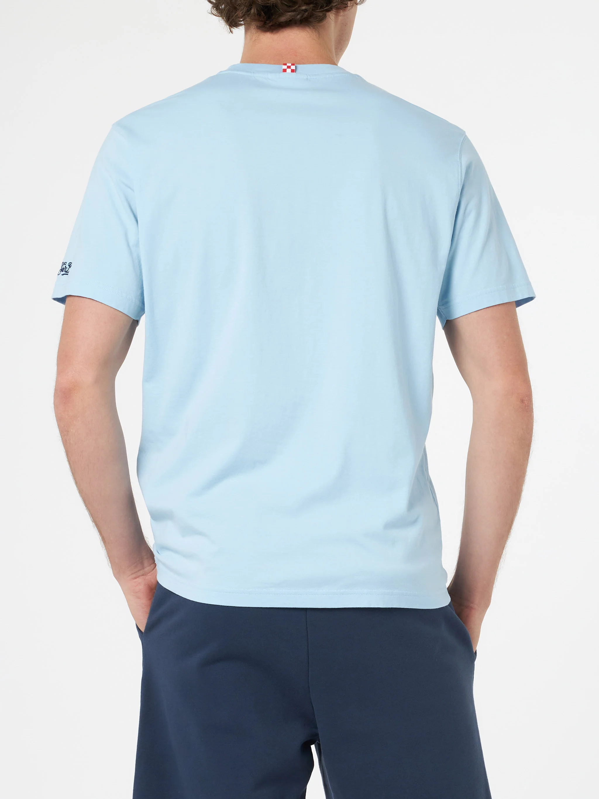 Klassiek model heren T-shirt van Portofino katoenjersey met geborduurd N-logo.