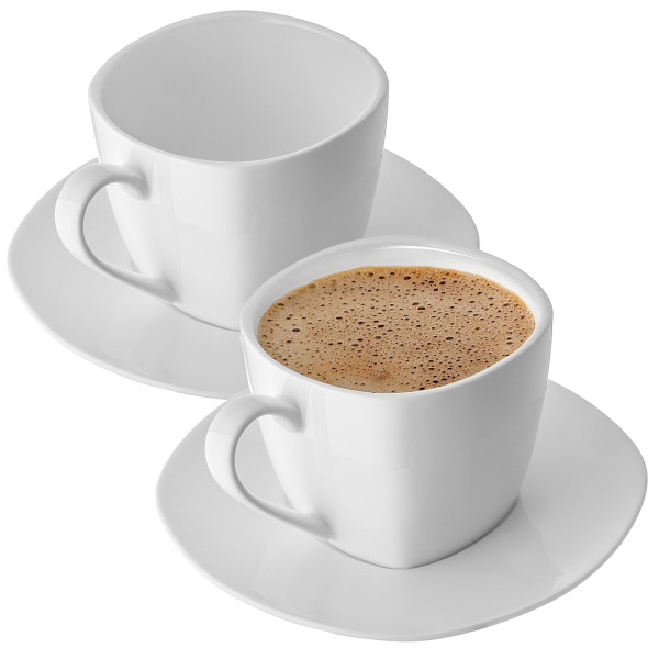 KADAX Filiżanki Ze Spodkiem 250 ml Komplet 2 szt Do Kawy Porcelana Zestaw
