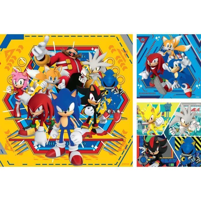 Puzzles 3x49 pièces Les aventures de Sonic, A partir de 5 ans, 12001133, Ravensburger