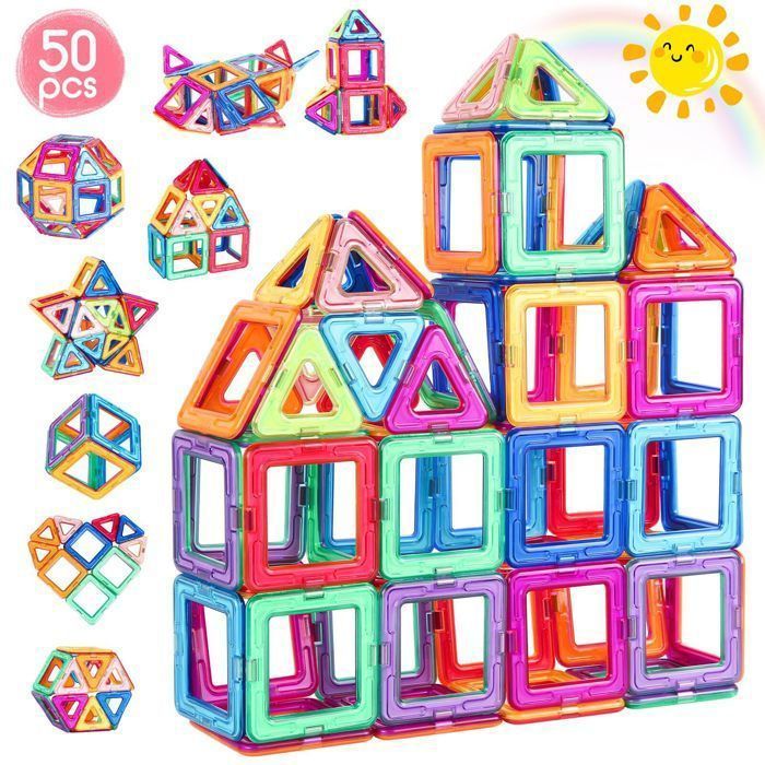 Magnetic Construction Set for Kids - 50 Pieces - Educational Games, Gift for Boys and Girls, Ages 3+