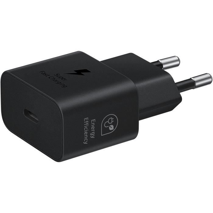 SAMSUNG 25W Fast USB-C Wall Charger, Cable-Free, Black
