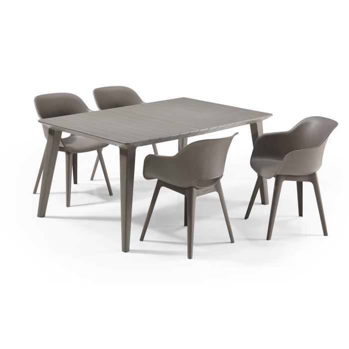 ALLIBERT GARDEN LIMA Pöytä 160x100cm - Cappuccino + 2 kpl AKOLA nojatuoleja Cappuccino - Hartsi