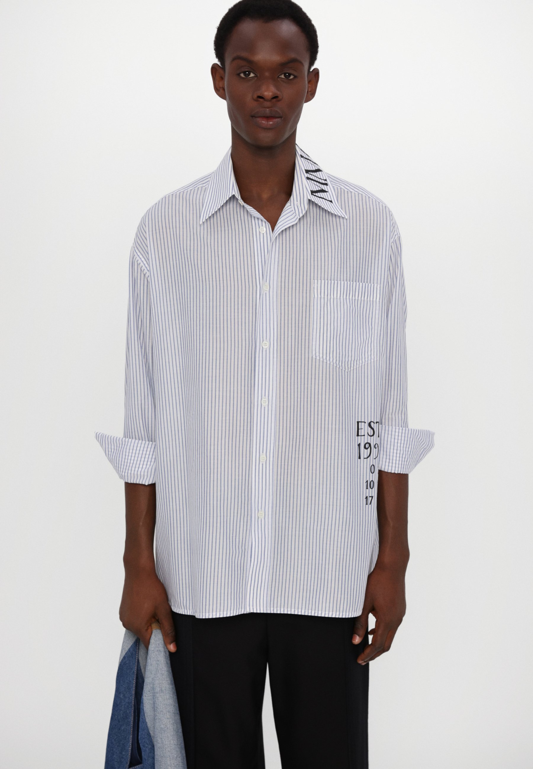 MM6 Maison Margiela shirt met lange mouwen - Shirt - wit/blauw