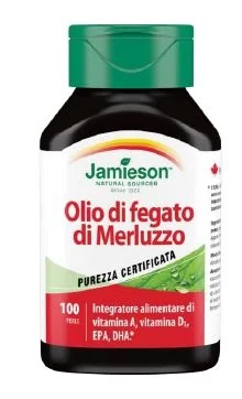 JAMIESON Huile de foie de morue Jamieson 100 perles Source de vitamines