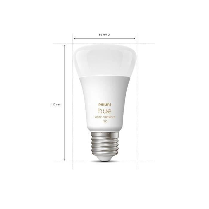 Kit de inicio de bombillas LED inteligentes PHILIPS Hue blancas - 10,5 W - Paquete de 2 bombillas E27 - Control remoto Hue - Puente - Enchufe inteligente