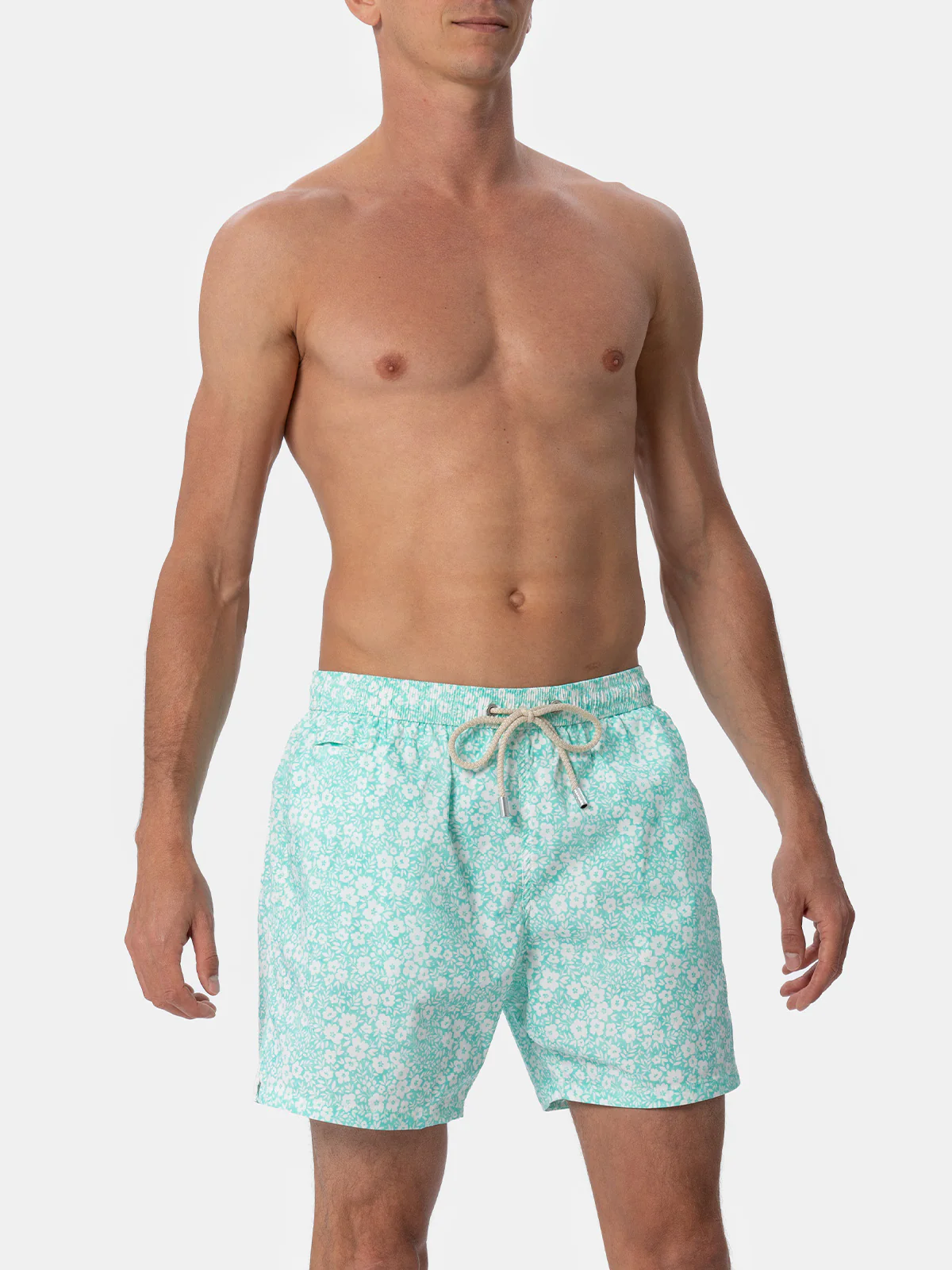 Klassiek comfortabel, licht elastisch badpak met bloemenprint.