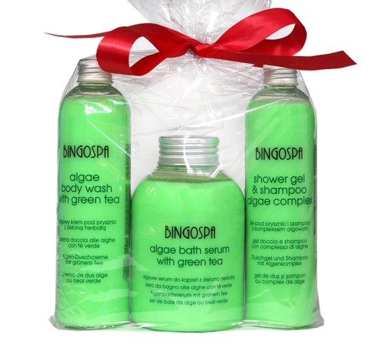 BingoSpa Algi Zielona Herbata zestaw do kąpieli szampon 300 ml   serum do kąpieli 500 ml   żel 300 ml