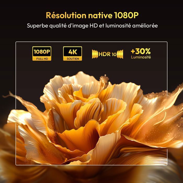Projetor de vídeo 4K WiFi 6 Bluetooth 5.4 25000 Lumens, projetor de vídeo LED Full HD 1080P com foco automático e correção trapezoidal, compatível com iOS/Android/TV Stick.