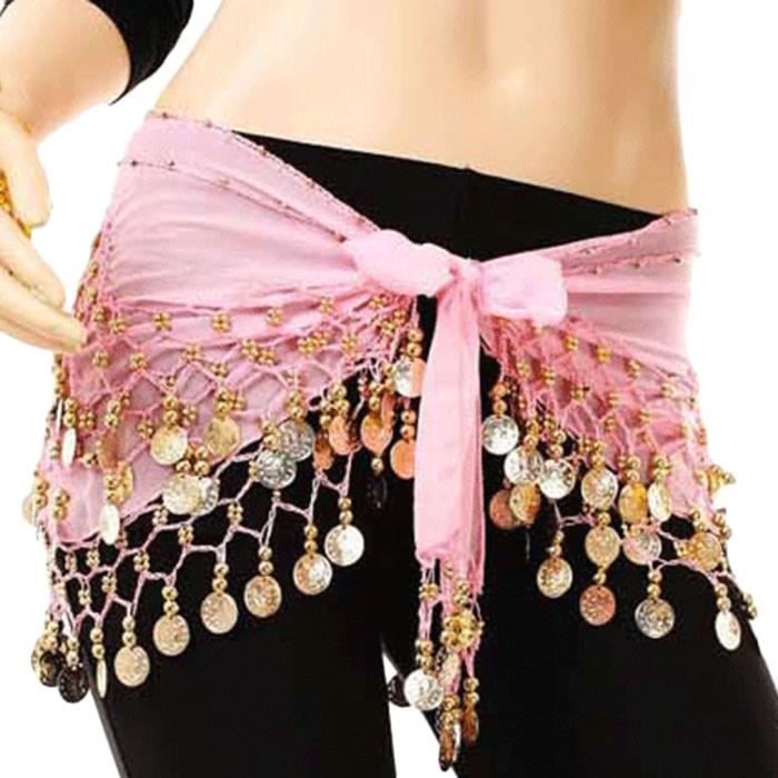 Femme Jupe Ceinture Danse Ventre Hanche Foulard Accessoire Costume Rose Orientale