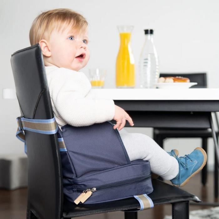 Silla elevadora para bebé - ROBA - Plegable - Cojín hinchable - Cinturón ajustable - 6 meses / 3 años (15 kg) - Azul marino