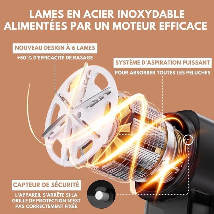 Rasoir Anti-Bouloche Électrique - YUMI MAZAO - Rechargeable - Lumière LED - 3 Vitesses - USB