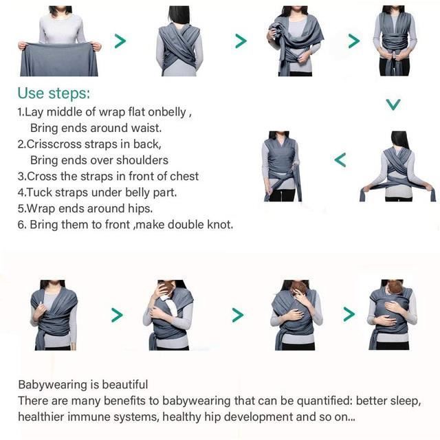 Multifunctional Baby Carrier Sling for Newborns and Babies, Elastic Cotton, Knot-Free, Up to 15kg - Dark Grey