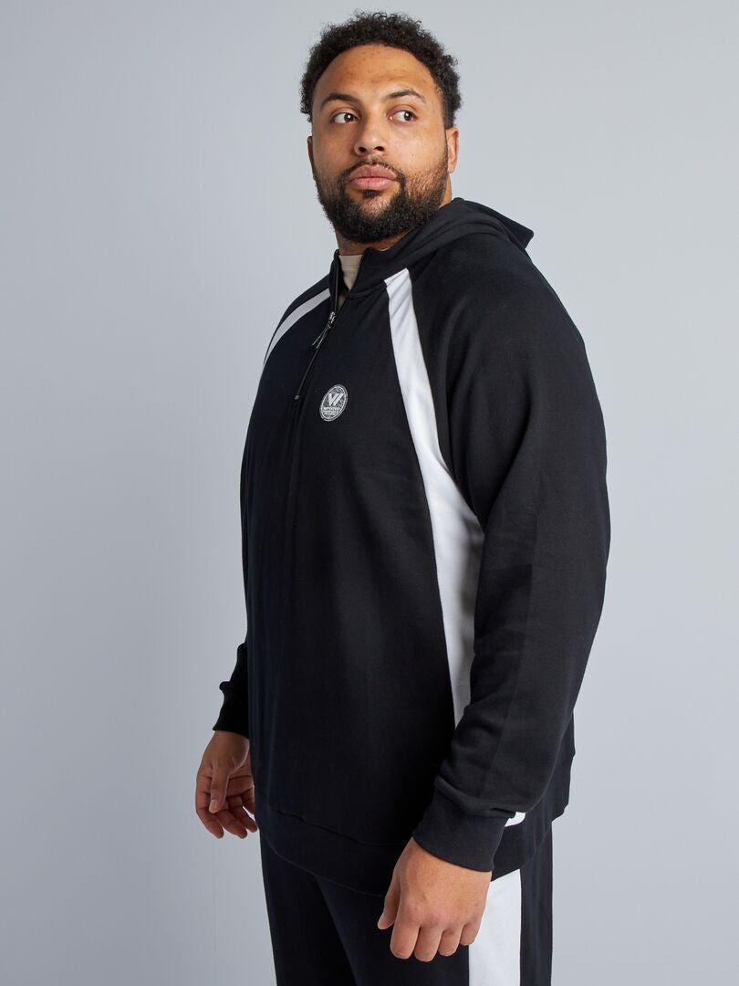 Sweatshirt met hoge hals en ritssluiting - ZWART