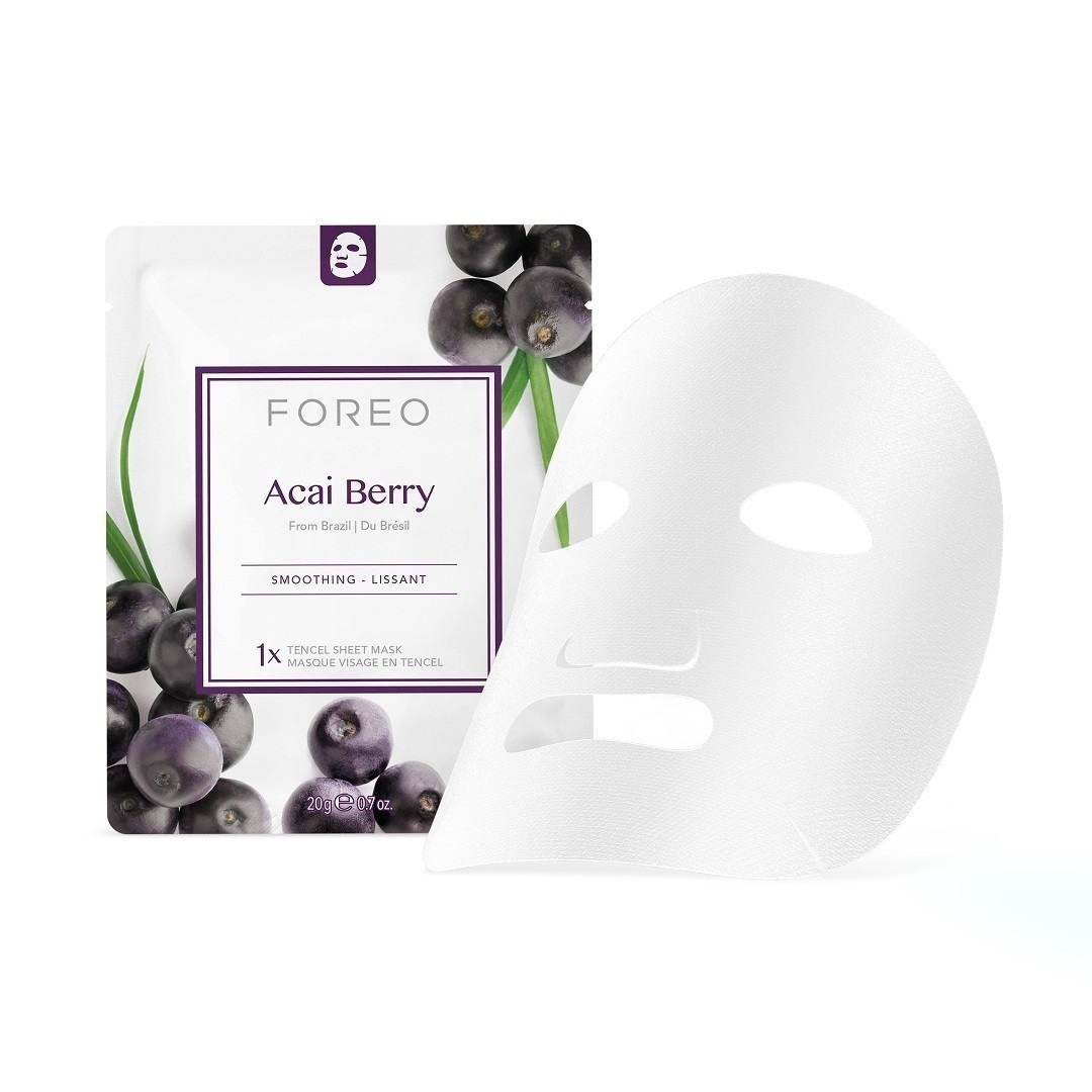 FOREO lakštinė veido kaukė „Farm To Face“ su acai uogomis – 3 vnt.