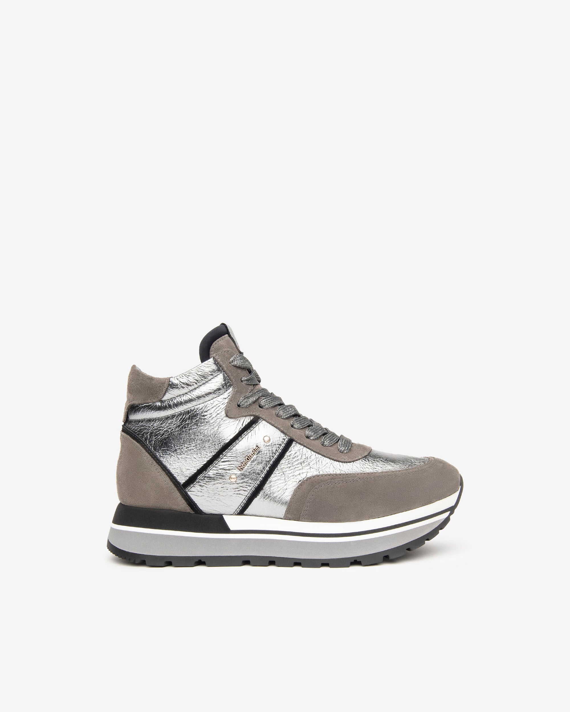  Damen-Sneaker mit hohem Schaft aus Leder und Wildleder