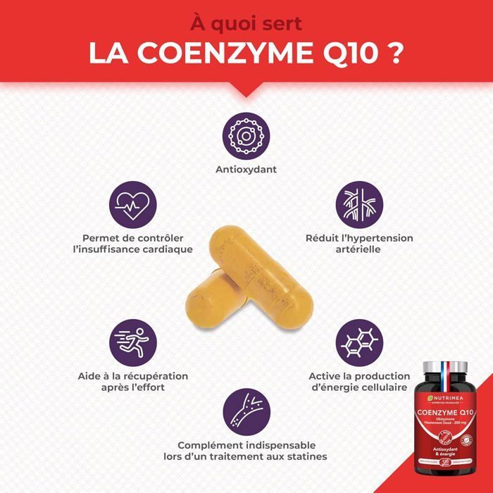 Coenzima Q10 natural • Suplemento alimentar • Poderoso antioxidante, protetor e antienvelhecimento • 120 cápsulas de 100 mg - Nutrimea