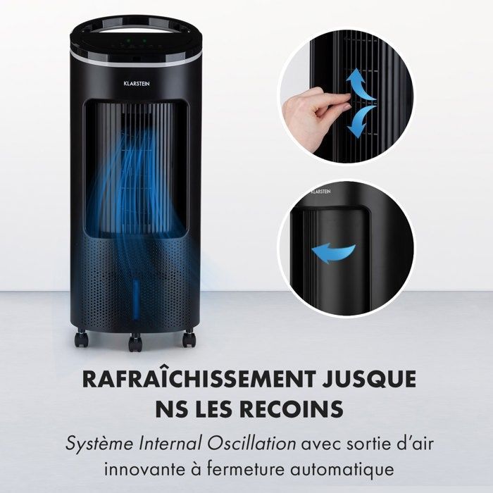 Enfriador de aire Klarstein - Ventilador y humidificador 4 en 1 - Negro