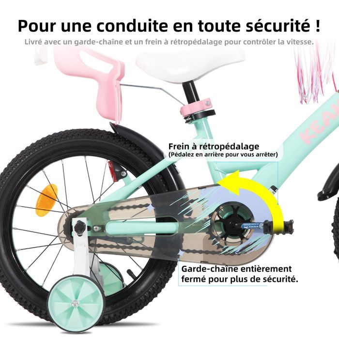 Vélo pour enfants - JOYSTAR - 16 pouces - Avec panier noir et roues d'entraînement - Convient aux enfants âgés de 4 à 7 ans - Vert