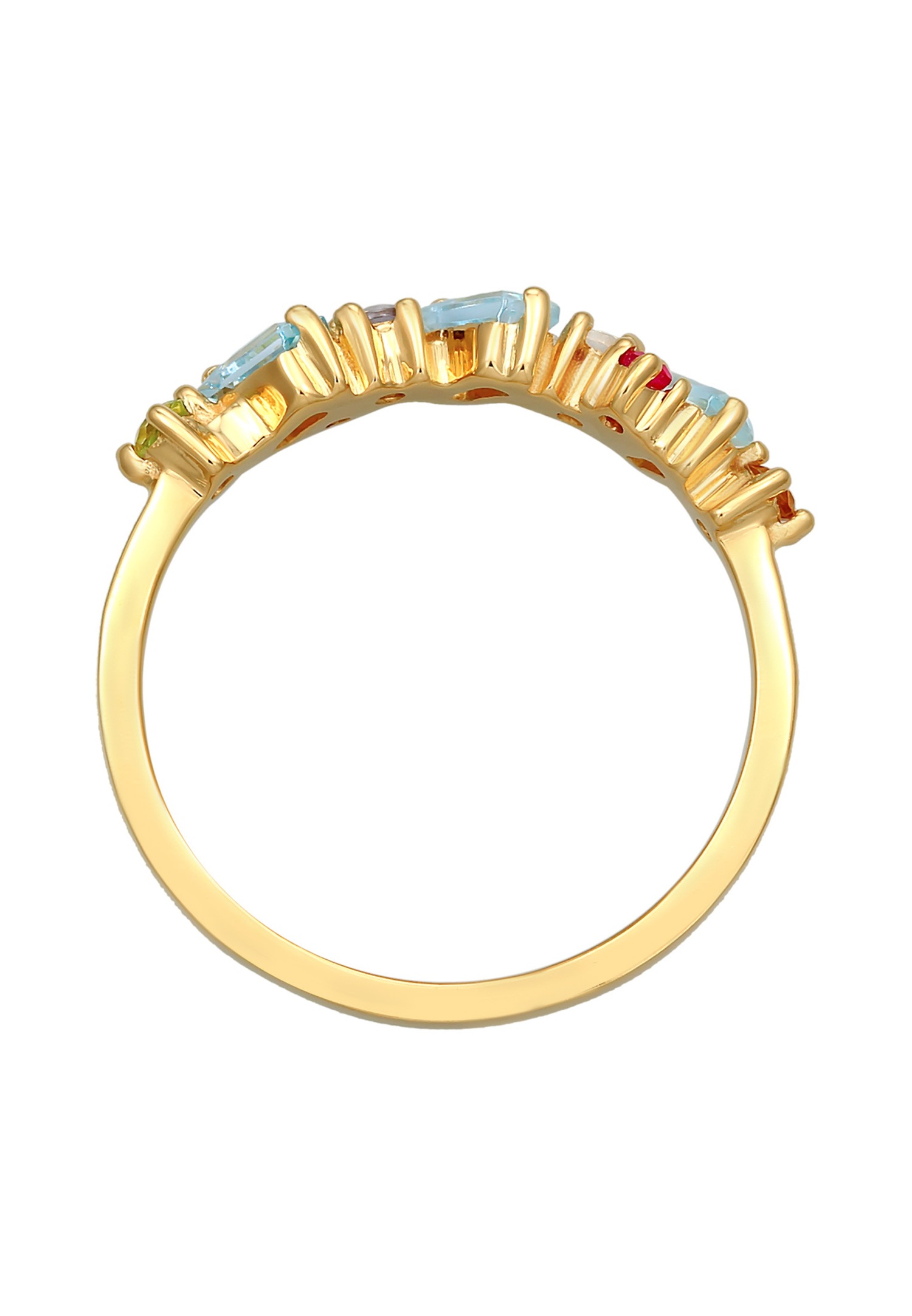 Elli PREMIUM Elli PREMIUM Bague Femmes Multicolore Glamoureux avec péridot, topaze et pierre de lune en argent sterling 925 plaqué or