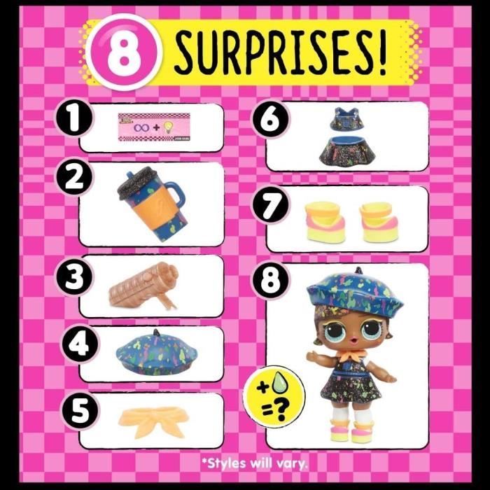 L.O.L. Surprise - Lights Glitter - Boule avec 8 surprises dont 1 poupée pailletée et 1 mini lampe lumière noire