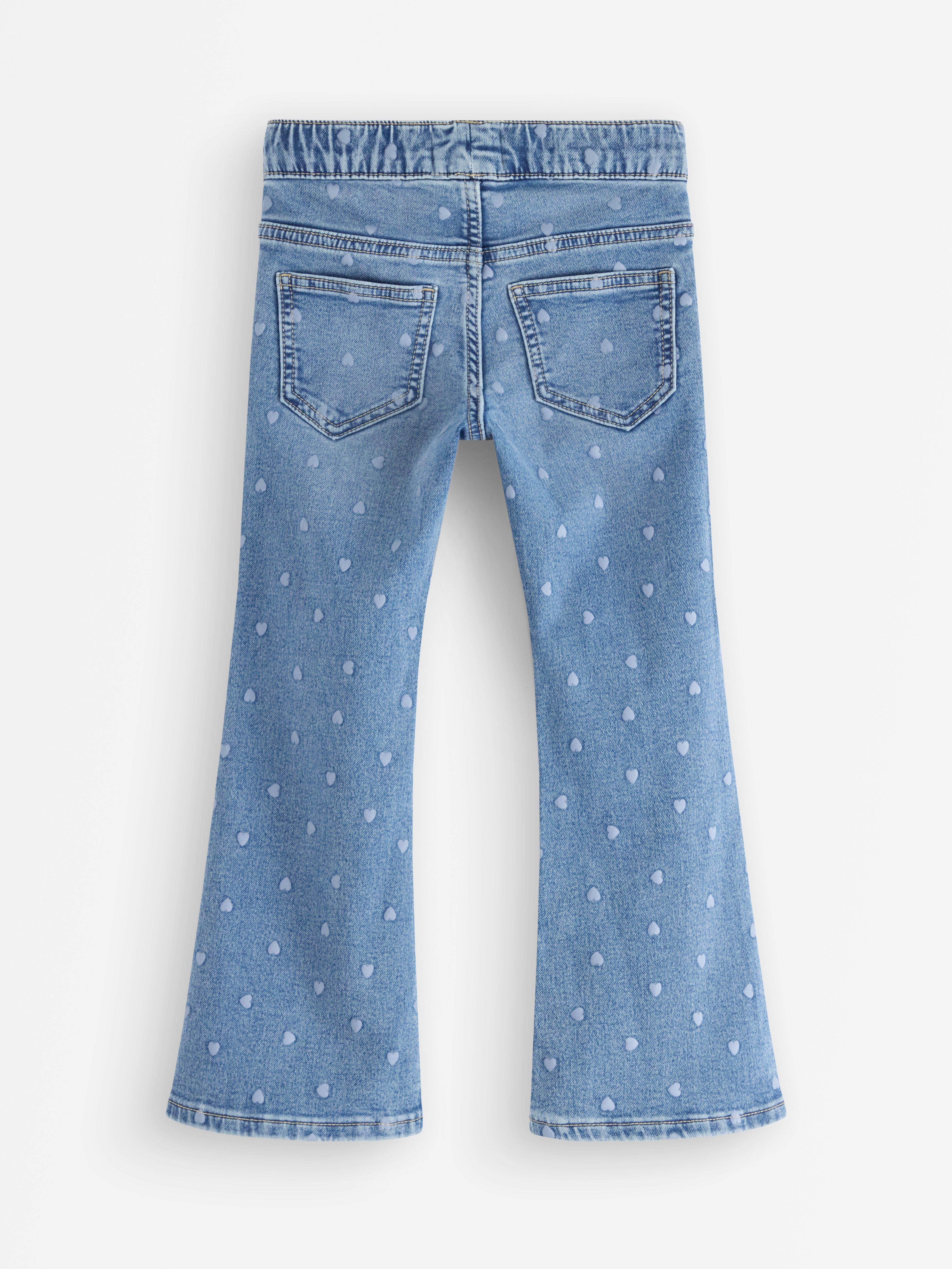 FREJA Flared jeans med hjerter Denimblå