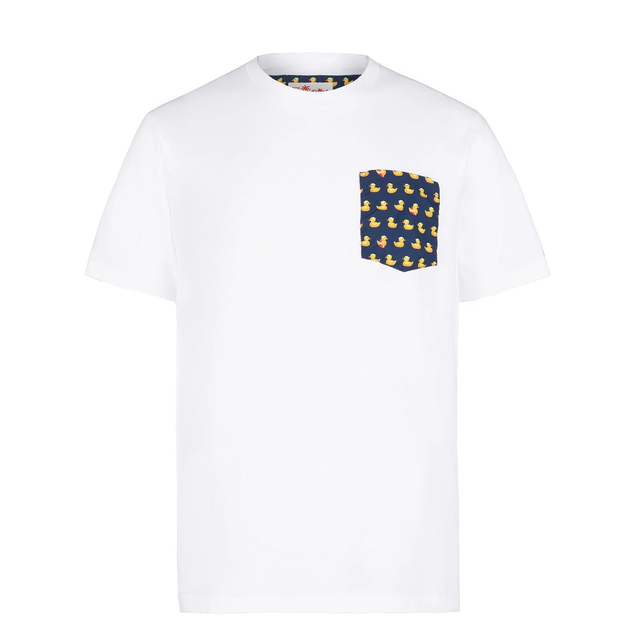Heren katoenen T-shirt met zakje met eendenprint