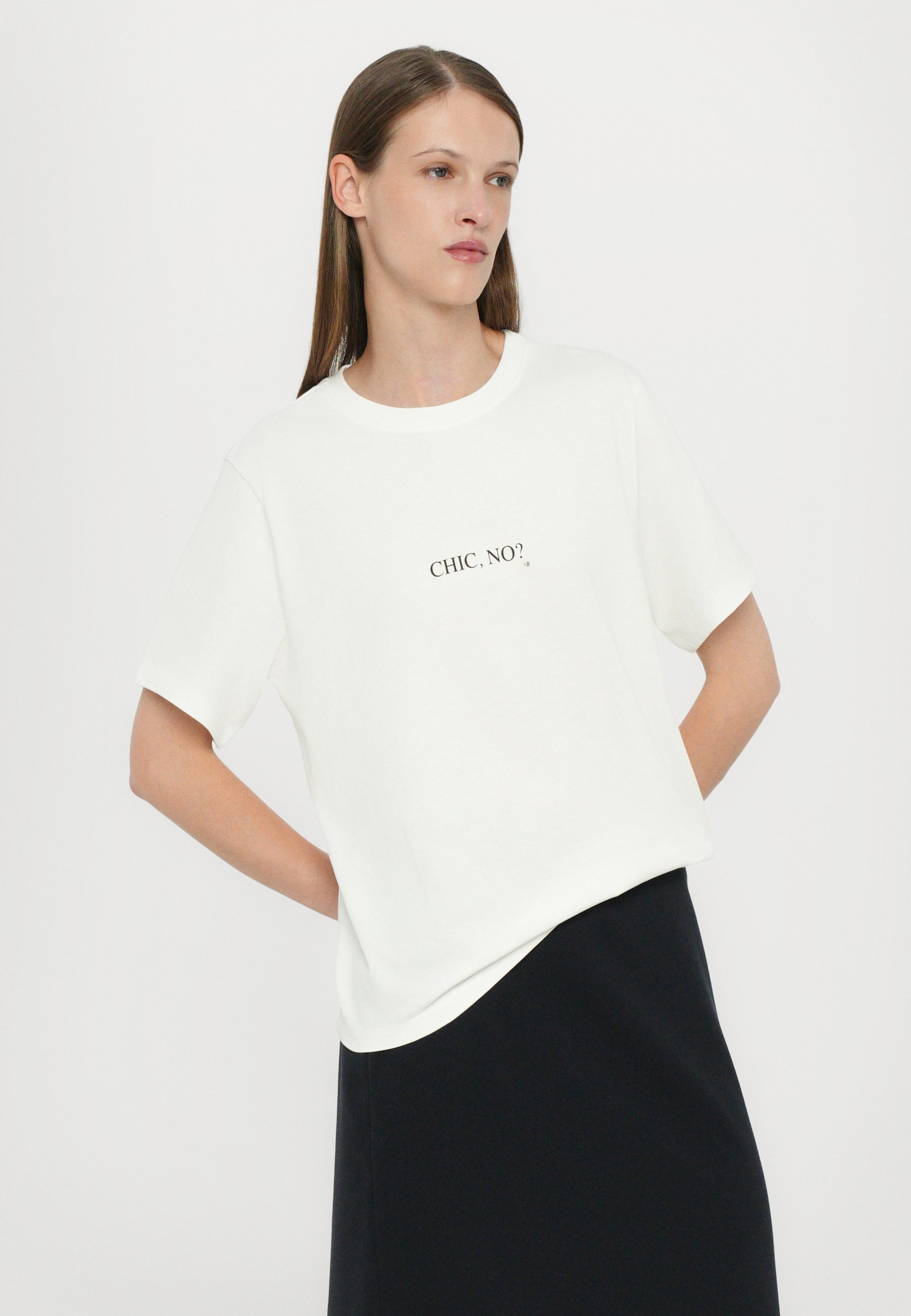 Camiseta Victoria Beckham Classic Fit com Slogan - Camiseta estampada - branca