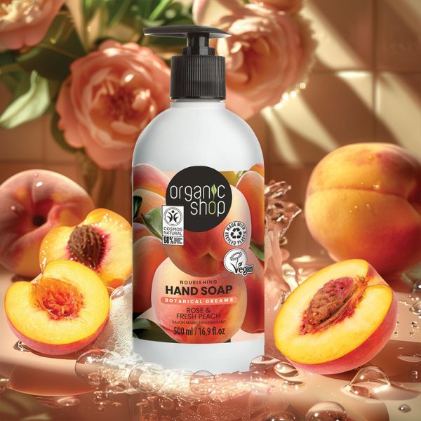 Săpun de mâini hrănitor Organic Shop cu trandafir și piersică 500ml