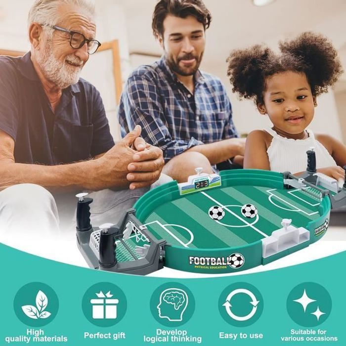 Interactive mini foosball table with 6 soccer balls - Tabletop game - Desktop toy - Soccer kit - For children and adults